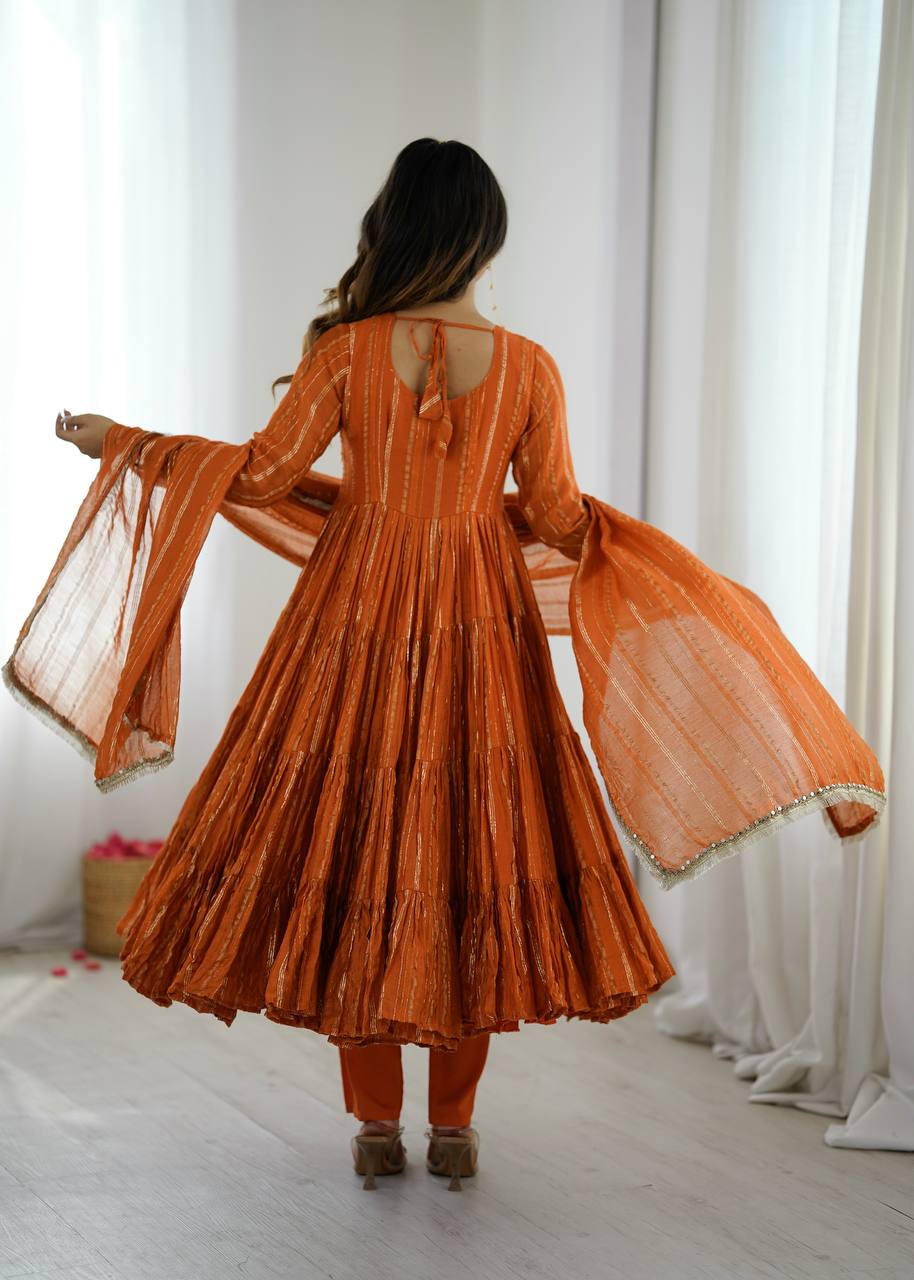 Radiant Chanderi Glow Ruffle Gown