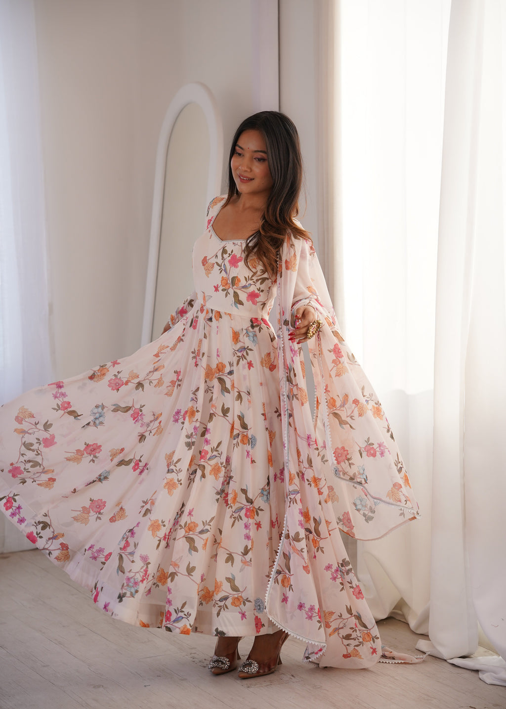 Phoolwari Printed Gown Set