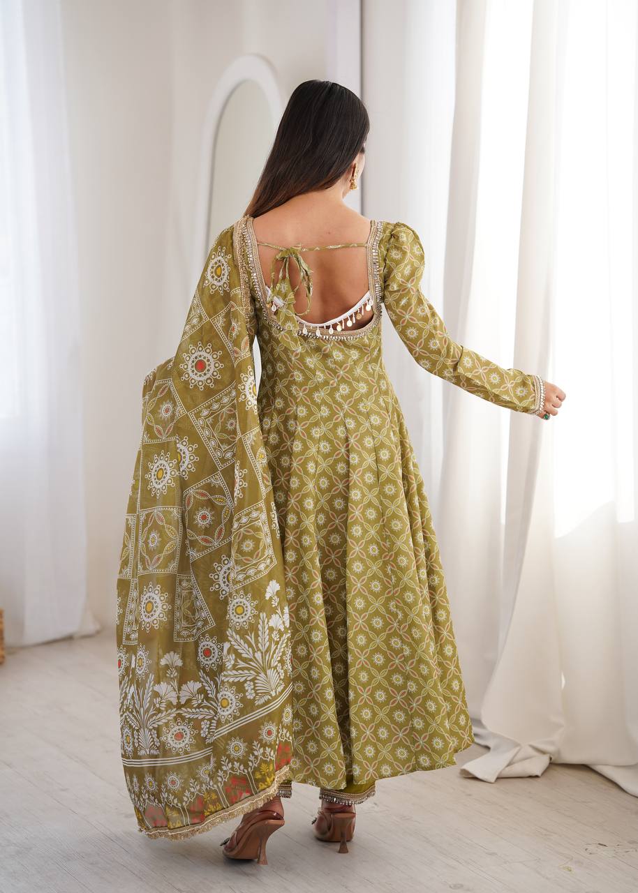 Olive Noor Anarkali Pant Set