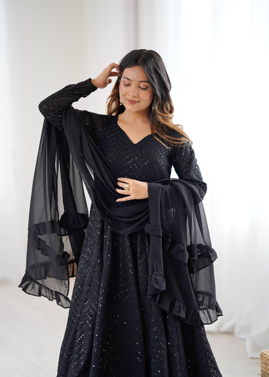 Classic Lukhnowi Georgette Anarkali