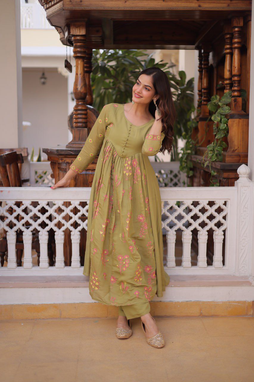Blush Bloom Embroidered Suit Set