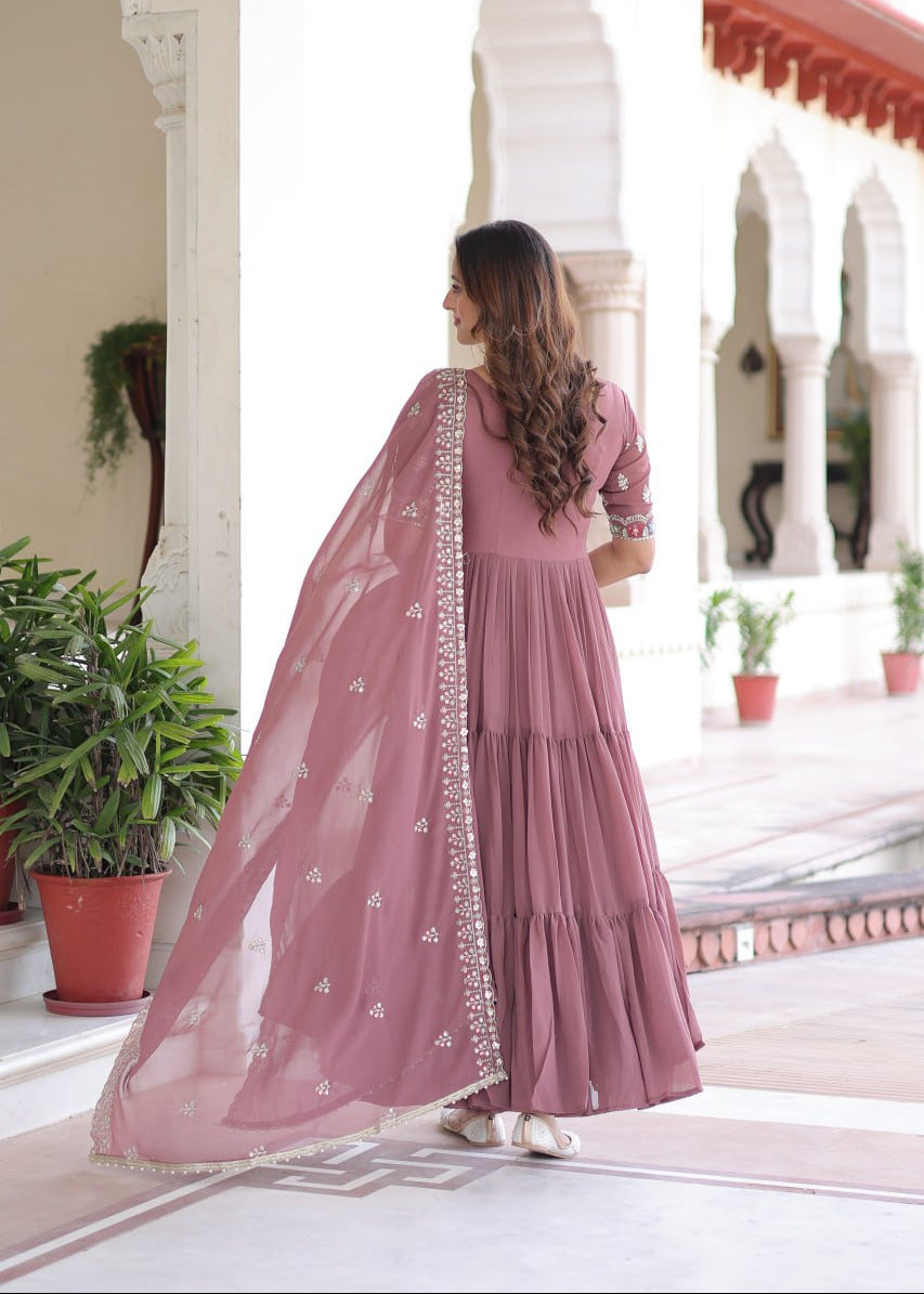 Elegance Multithread Embroidered Gown