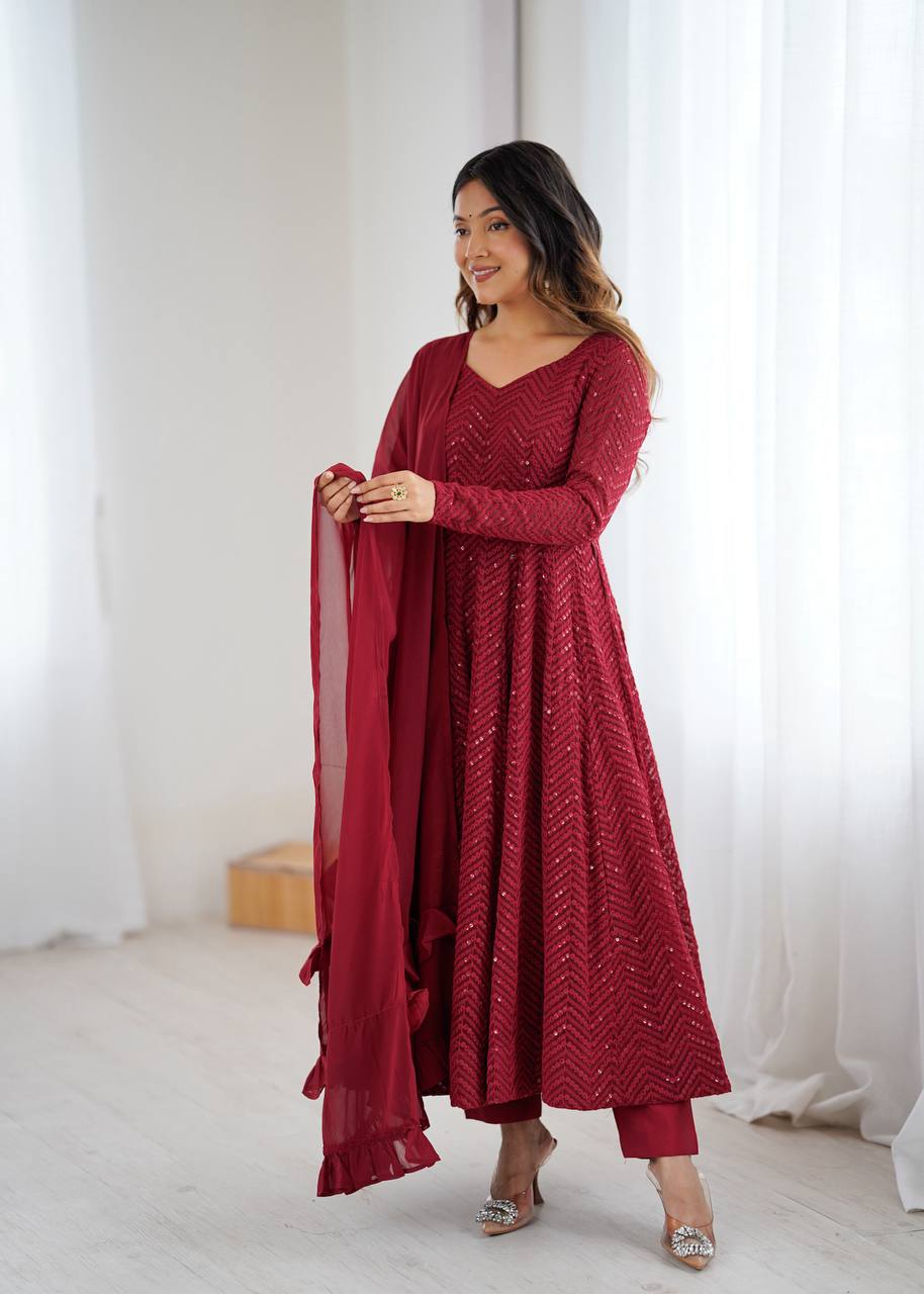 Classic Lukhnowi Georgette Anarkali