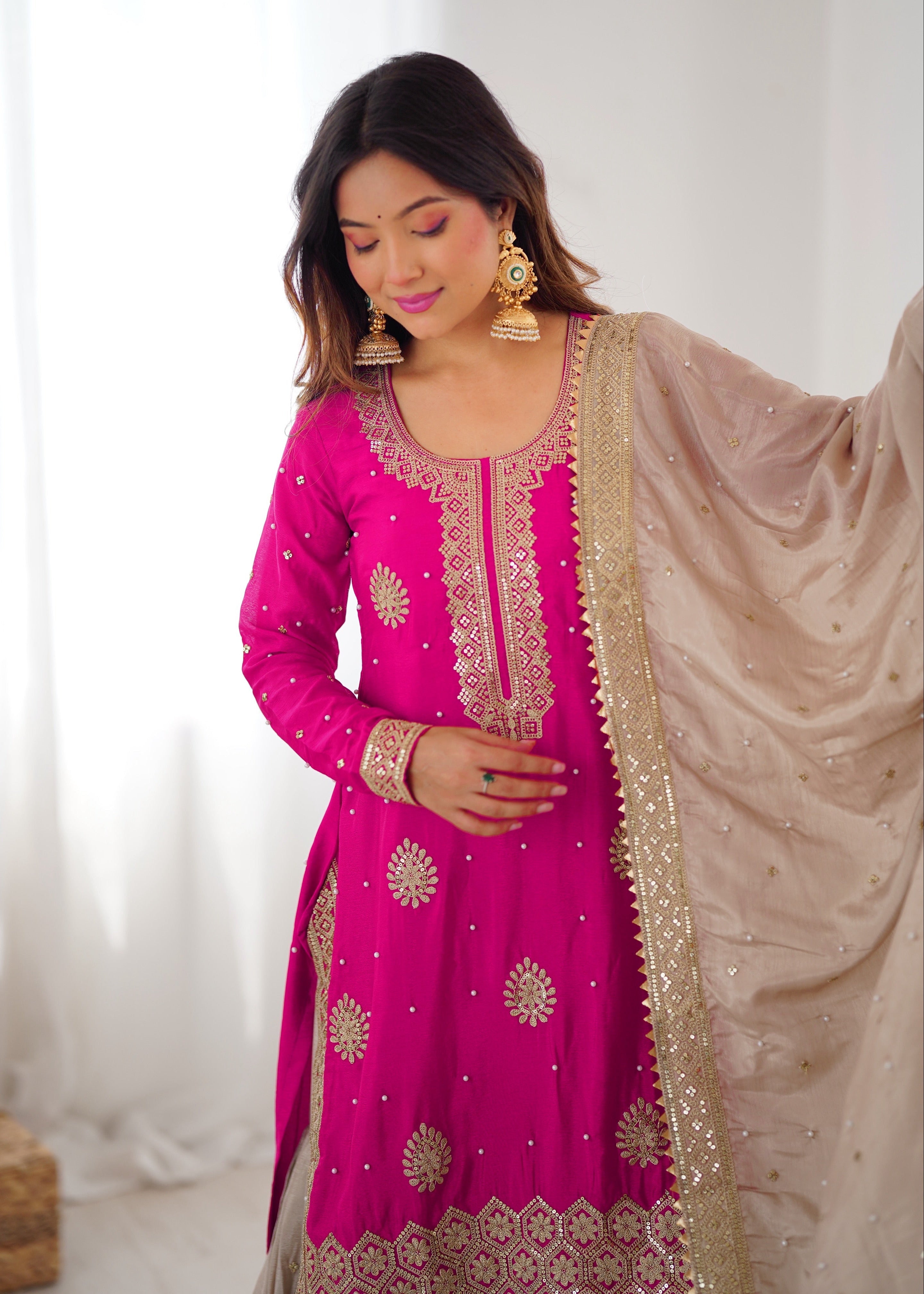 Gulnaar Pink Kurta & Sharara Set