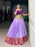 Vini lavender cotton silk zari weaving co-ord set lehenga
