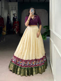 Nira off-white poly cotton zari weaving co-ord set lehenga