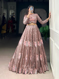 Anya brown Fendi sequins embroidery co-ord lehenga set