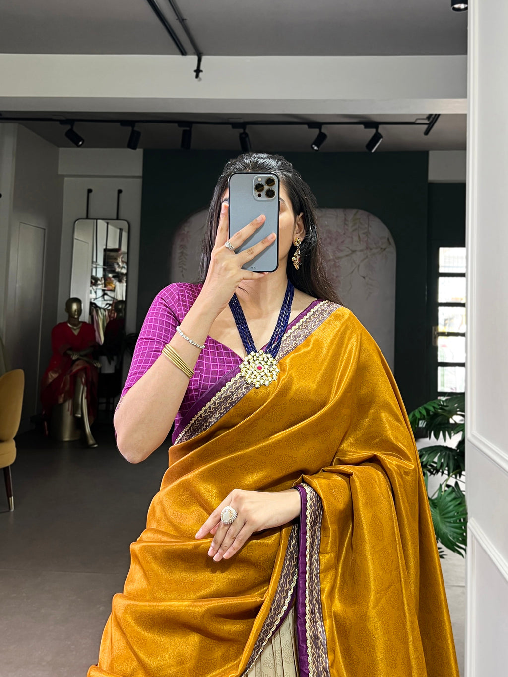 Siri wine Tasar silk dye printed lehenga choli with dupatta