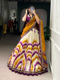Siri wine Tasar silk dye printed lehenga choli with dupatta