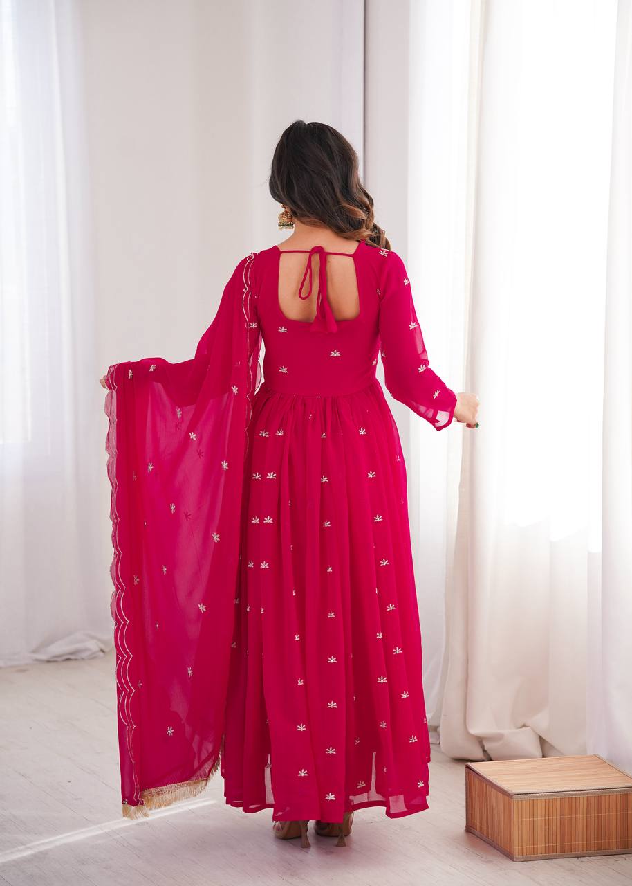 Rani Pink Sequins Anarkali Ensemble