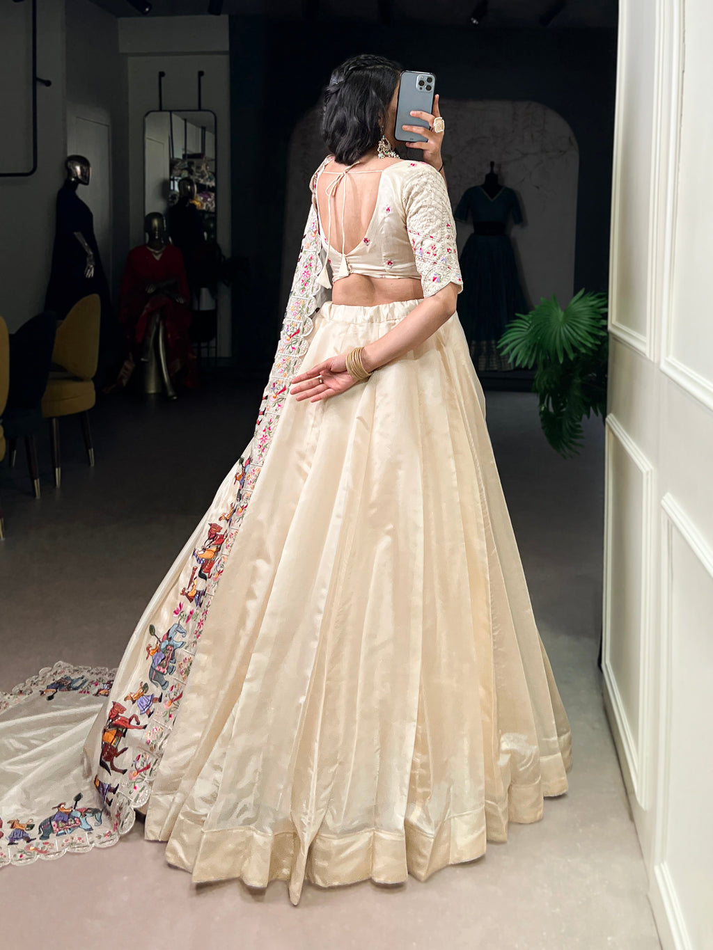 Hina off-white raspberry silk sequins thread embroidery lehenga choli