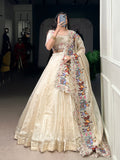 Hina off-white raspberry silk sequins thread embroidery lehenga choli
