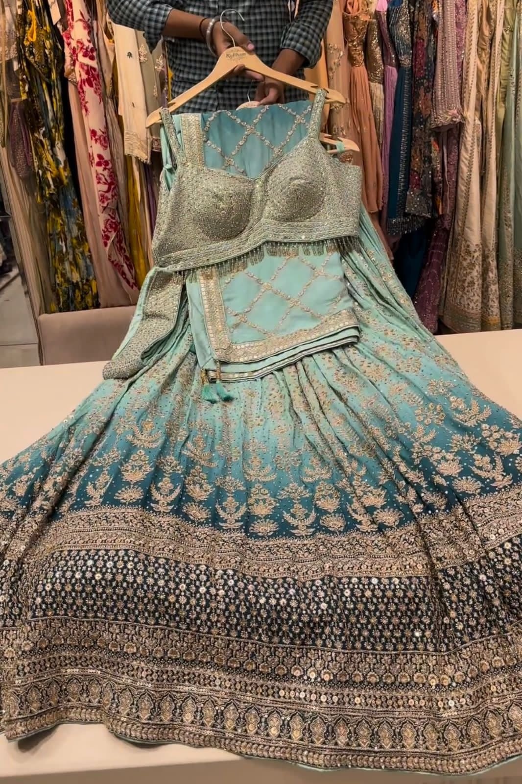 Radiant exquisite bridal lehenga choli set with sequin embroidery