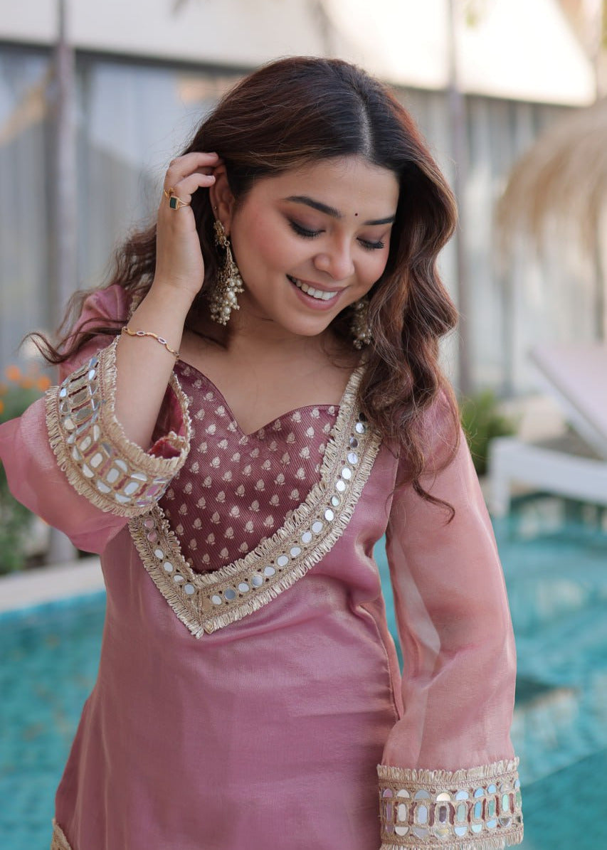 Stunning Mirror Work Kurta Set