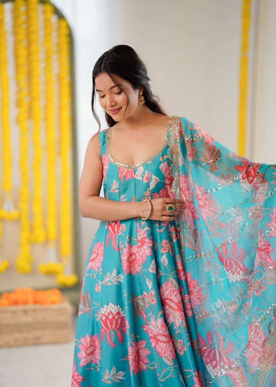 Soft Petals Floral Anarkali Set