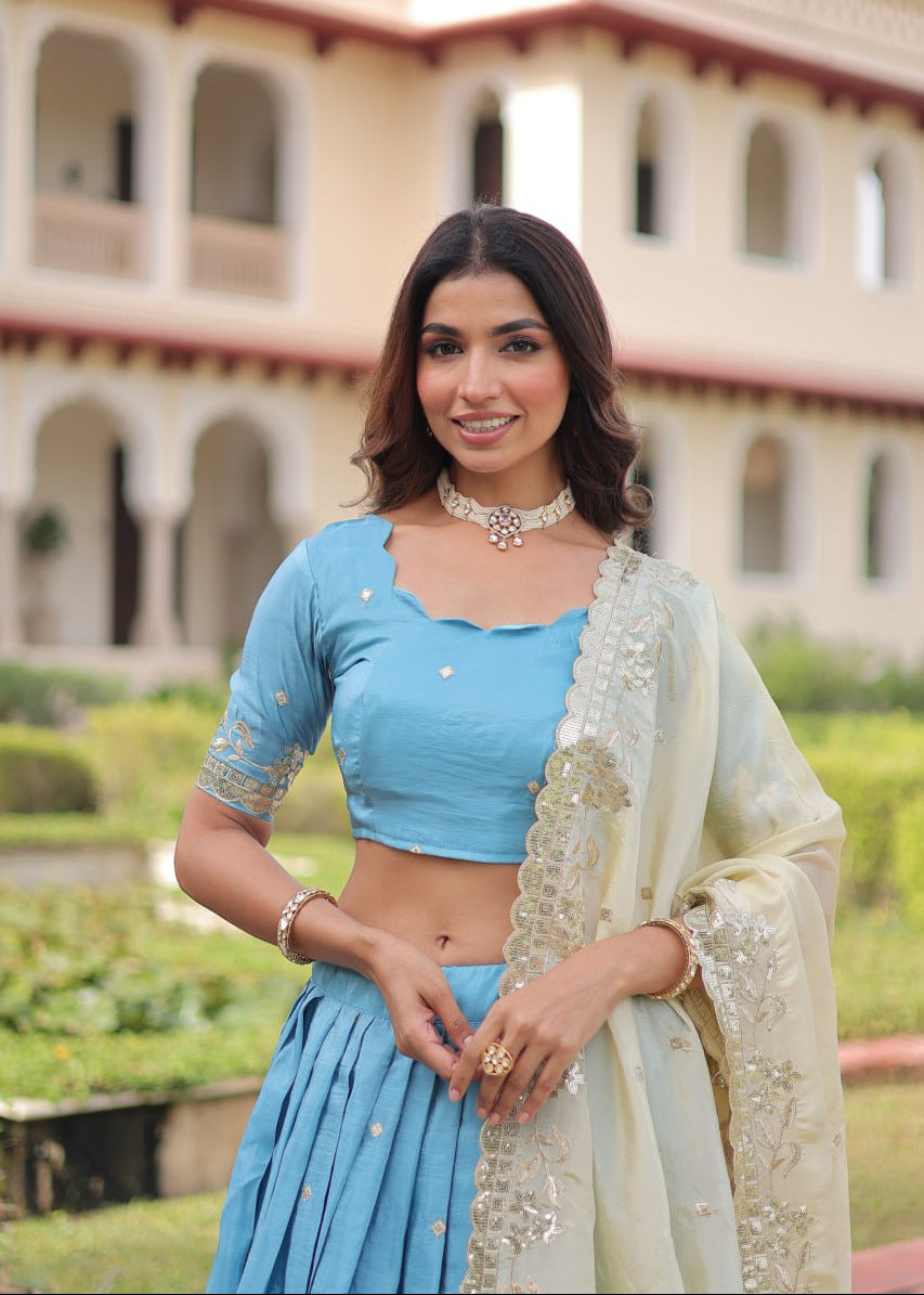 Ethereal Zari Embroidered Lehenga Set