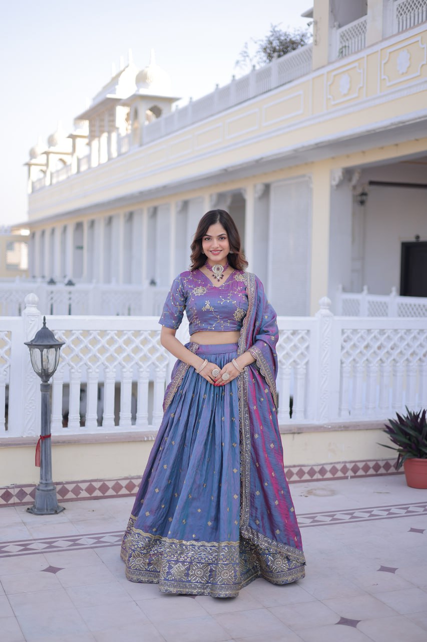 Shaahi Zari-Sequins YSL Silk Lehenga