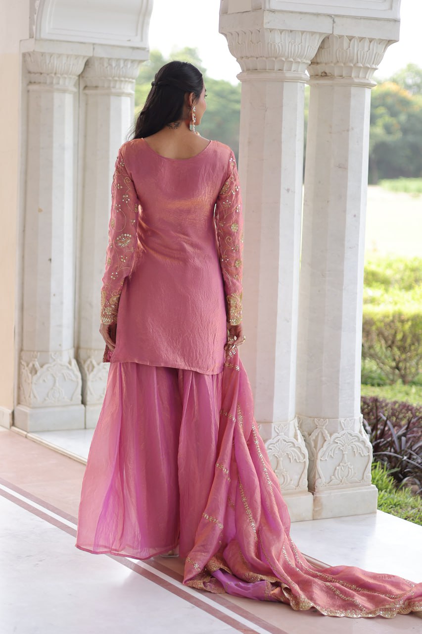 Festive Sequins Kurta Sharara Set