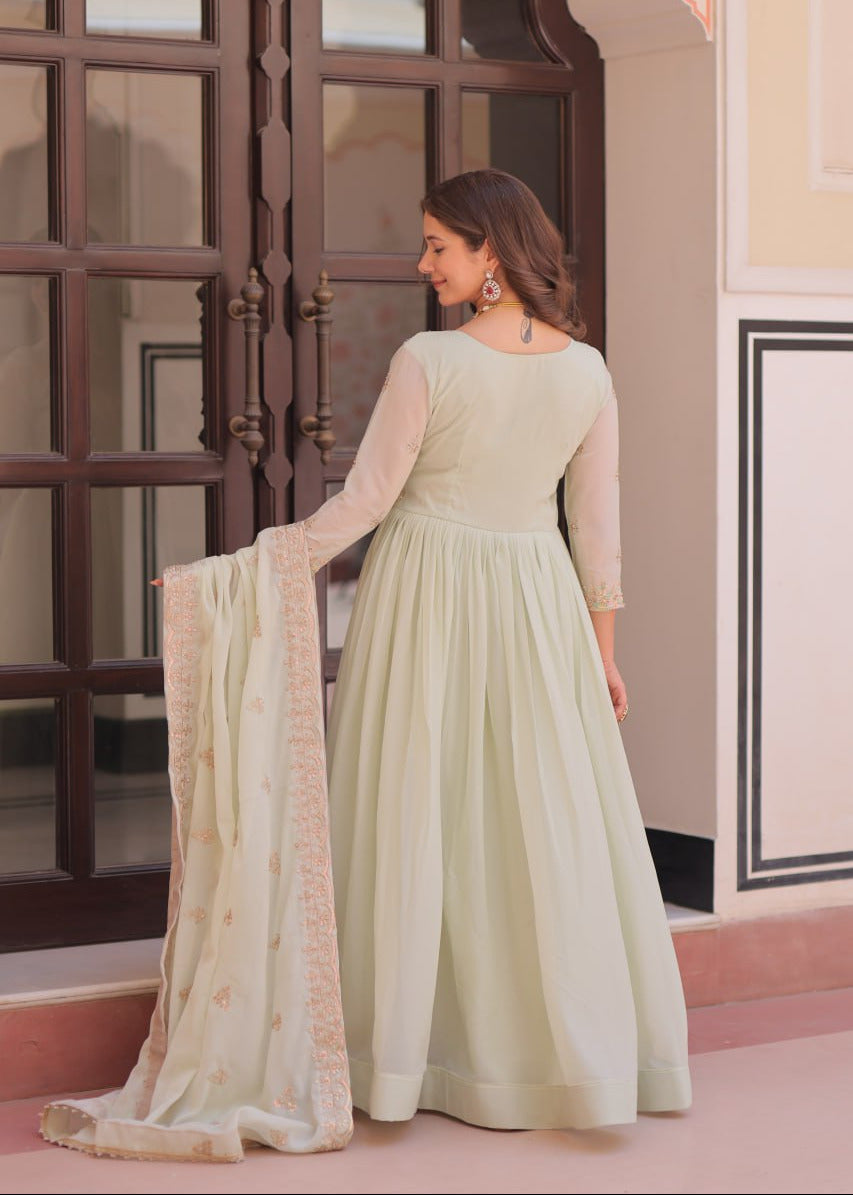Soft Glow Sequins Embroidered Gown