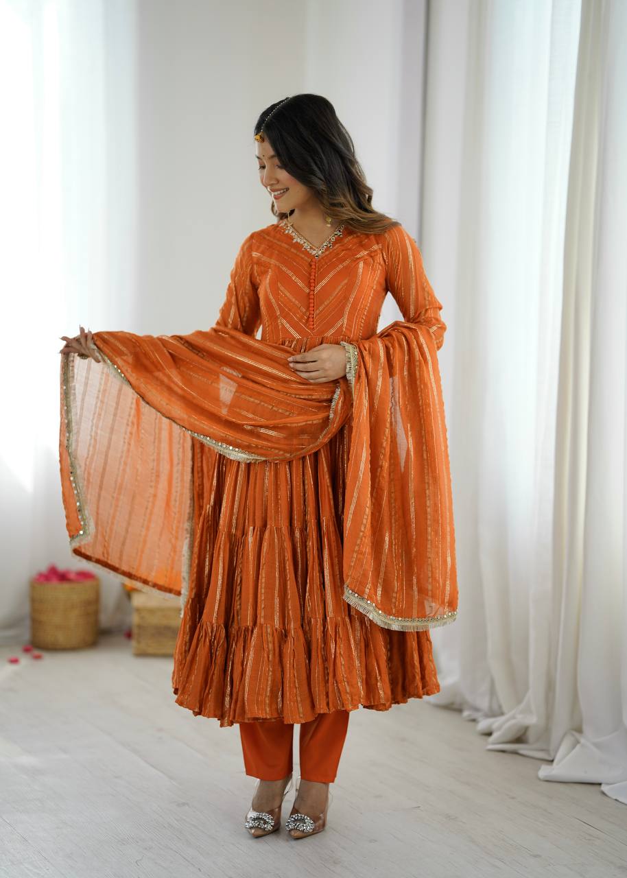 Radiant Chanderi Glow Ruffle Gown