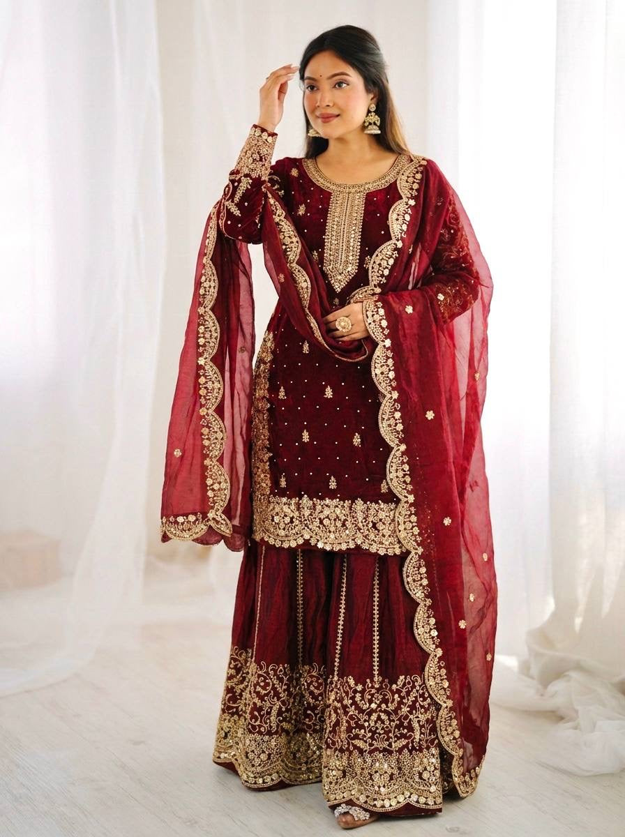 Graceful Sequins Work Ethnic Set