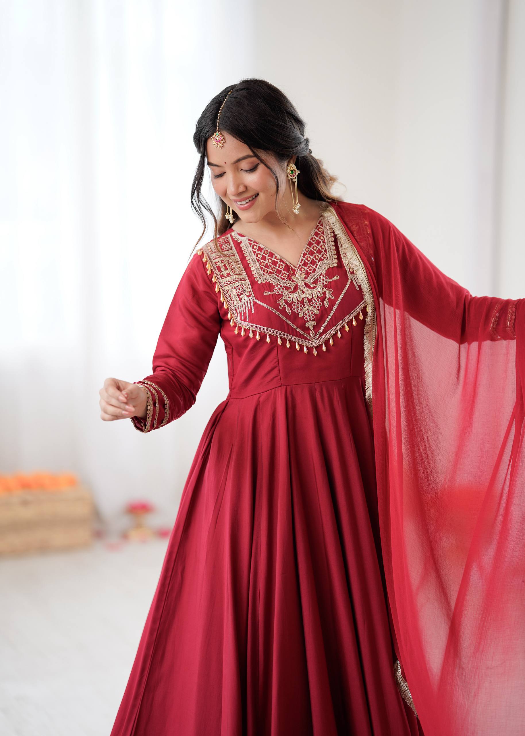 Roman Silk Designer Anarkali Set