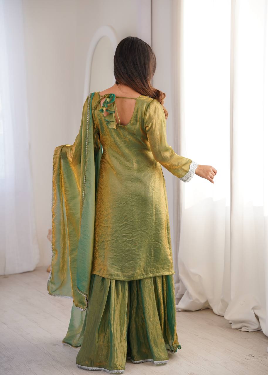 Zeenat Green Kurta Sharara Set