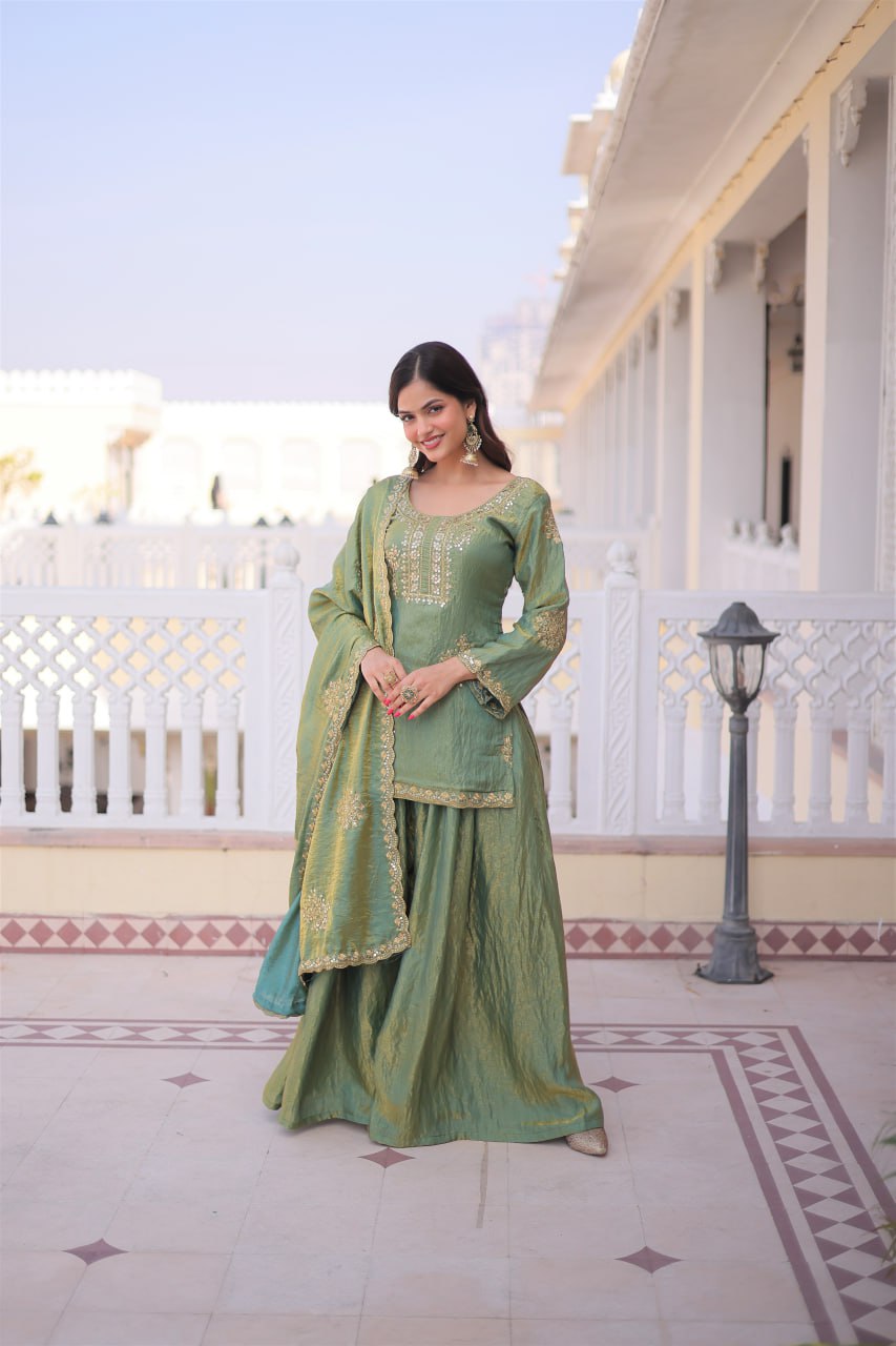 Majestic Zari Work Sharara Set