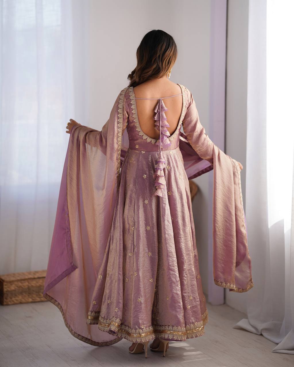 Designer Sequins Embellished Gown Set