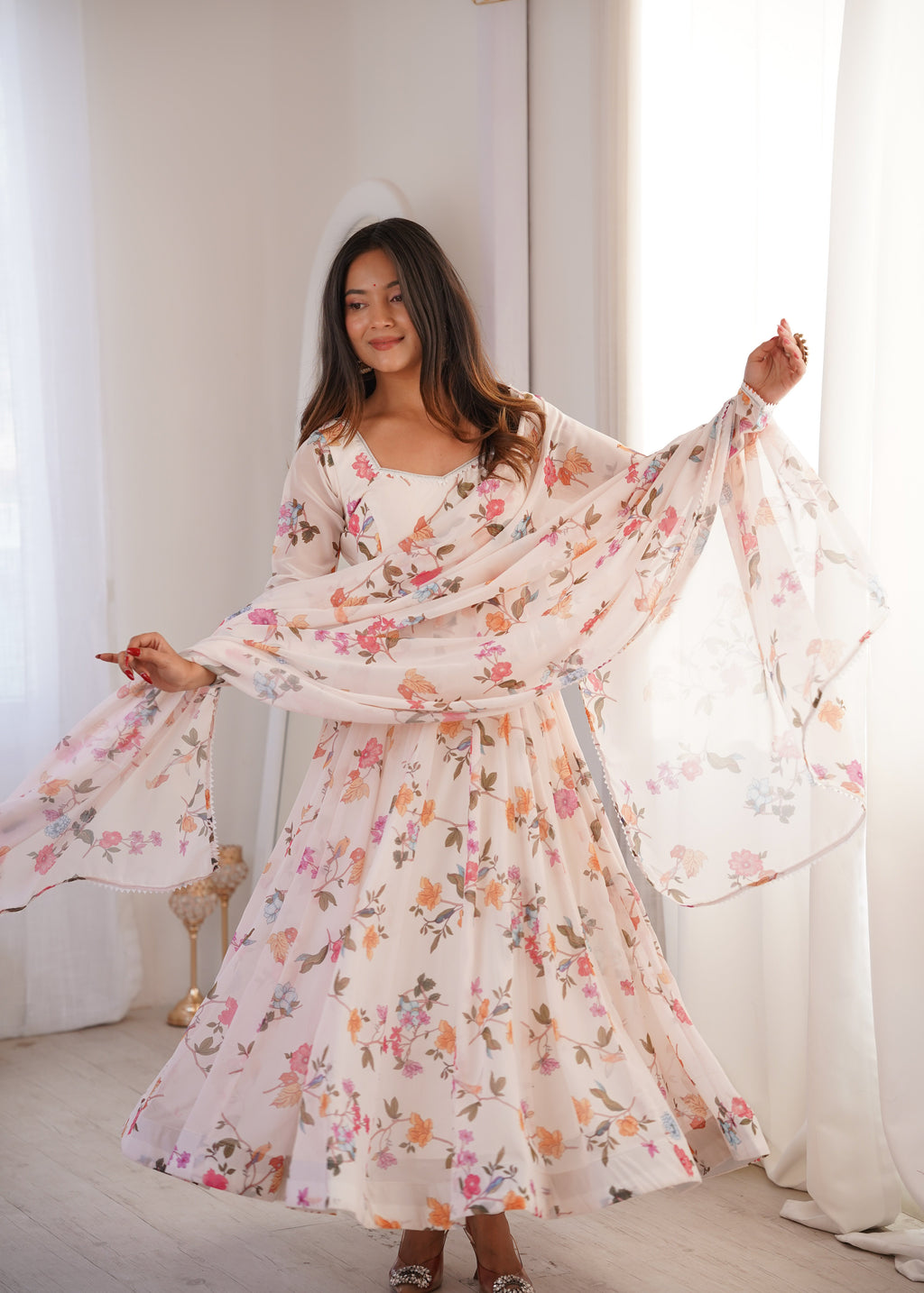 Phoolwari Printed Gown Set