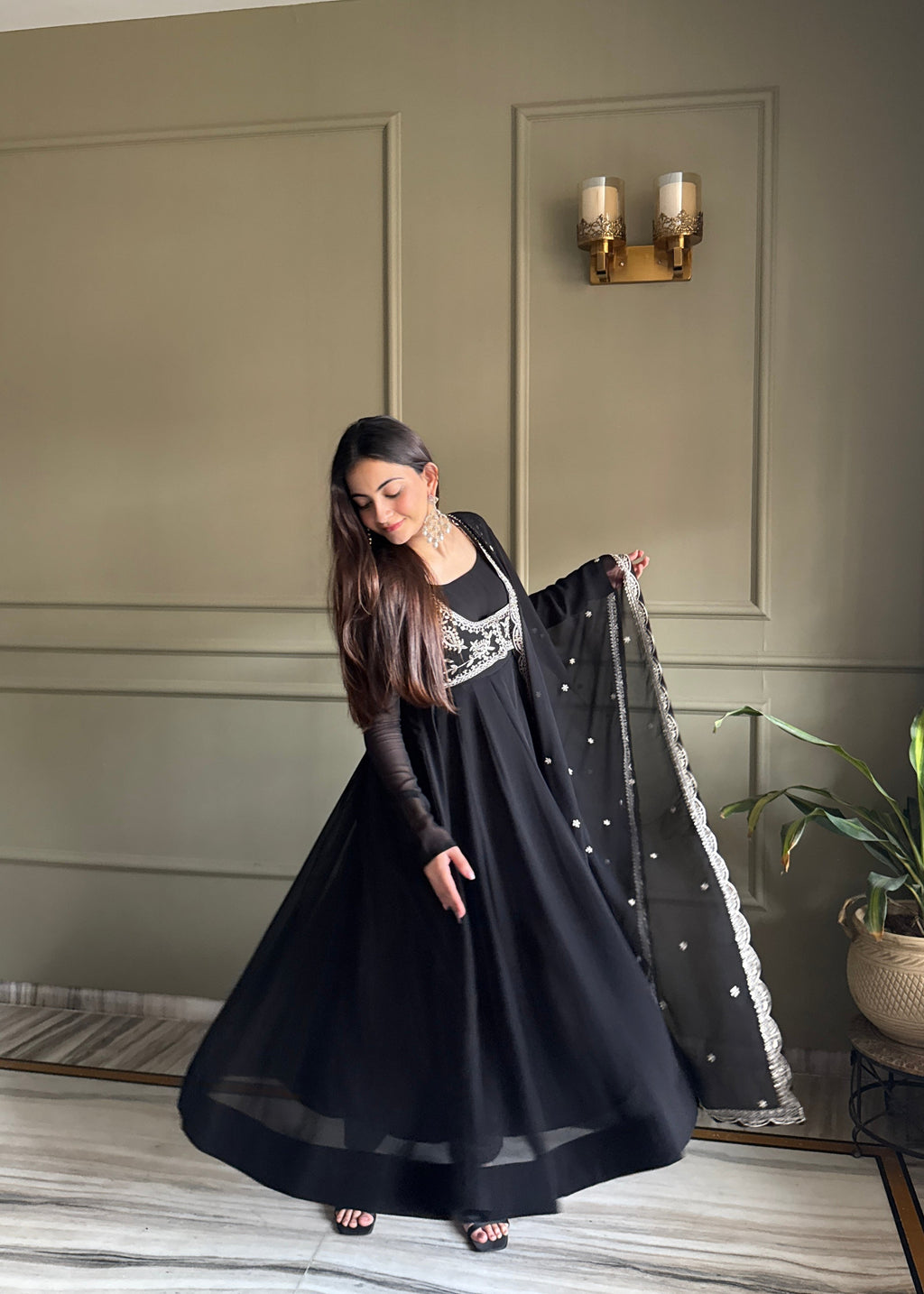 Midnight Noir Zari Work Anarkali