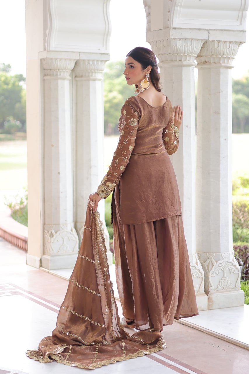 Festive Sequins Kurta Sharara Set