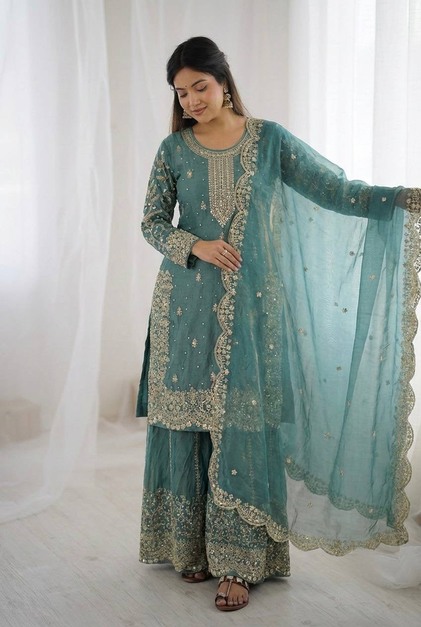 Graceful Sequins Work Ethnic Set