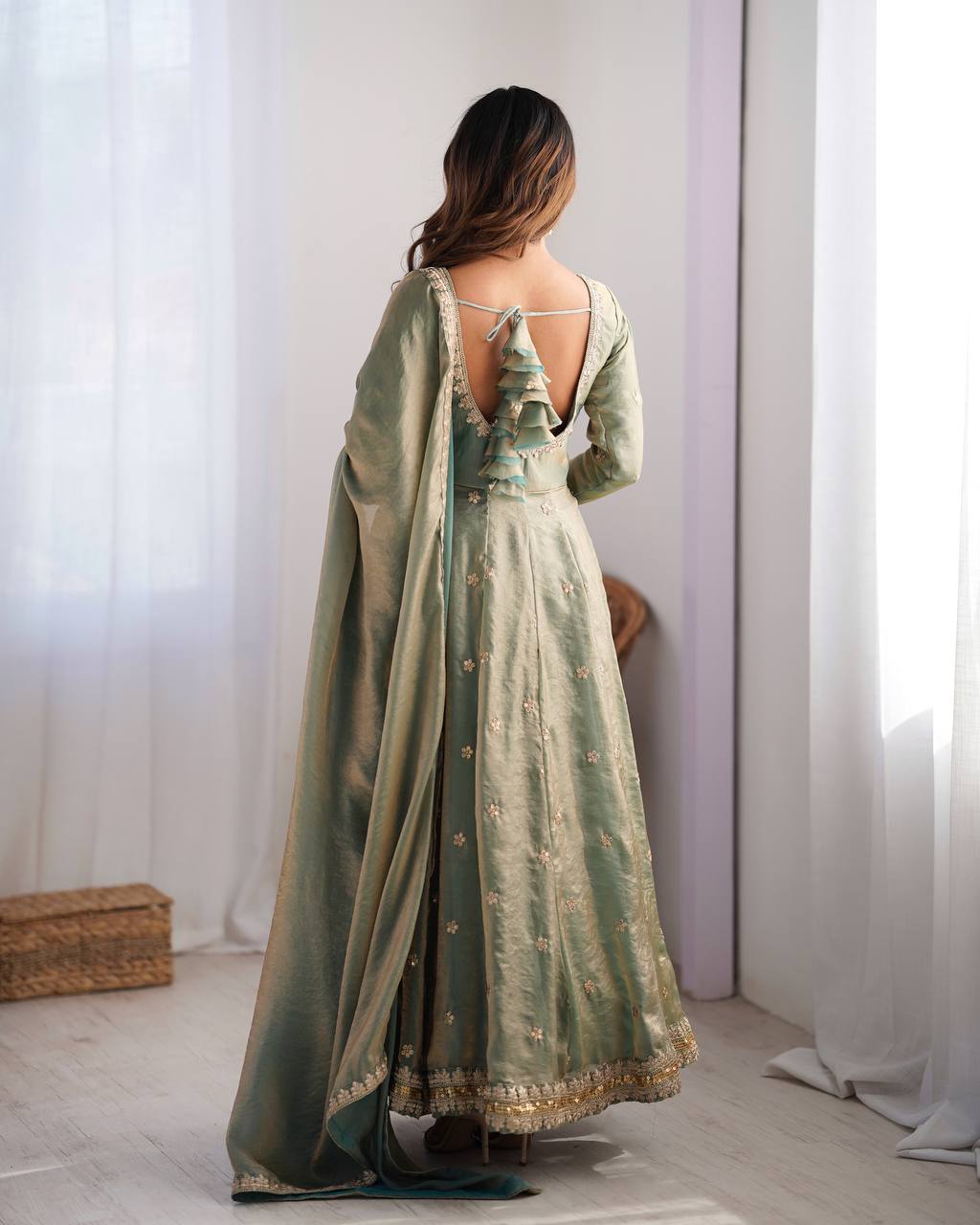 Designer Sequins Embellished Gown Set