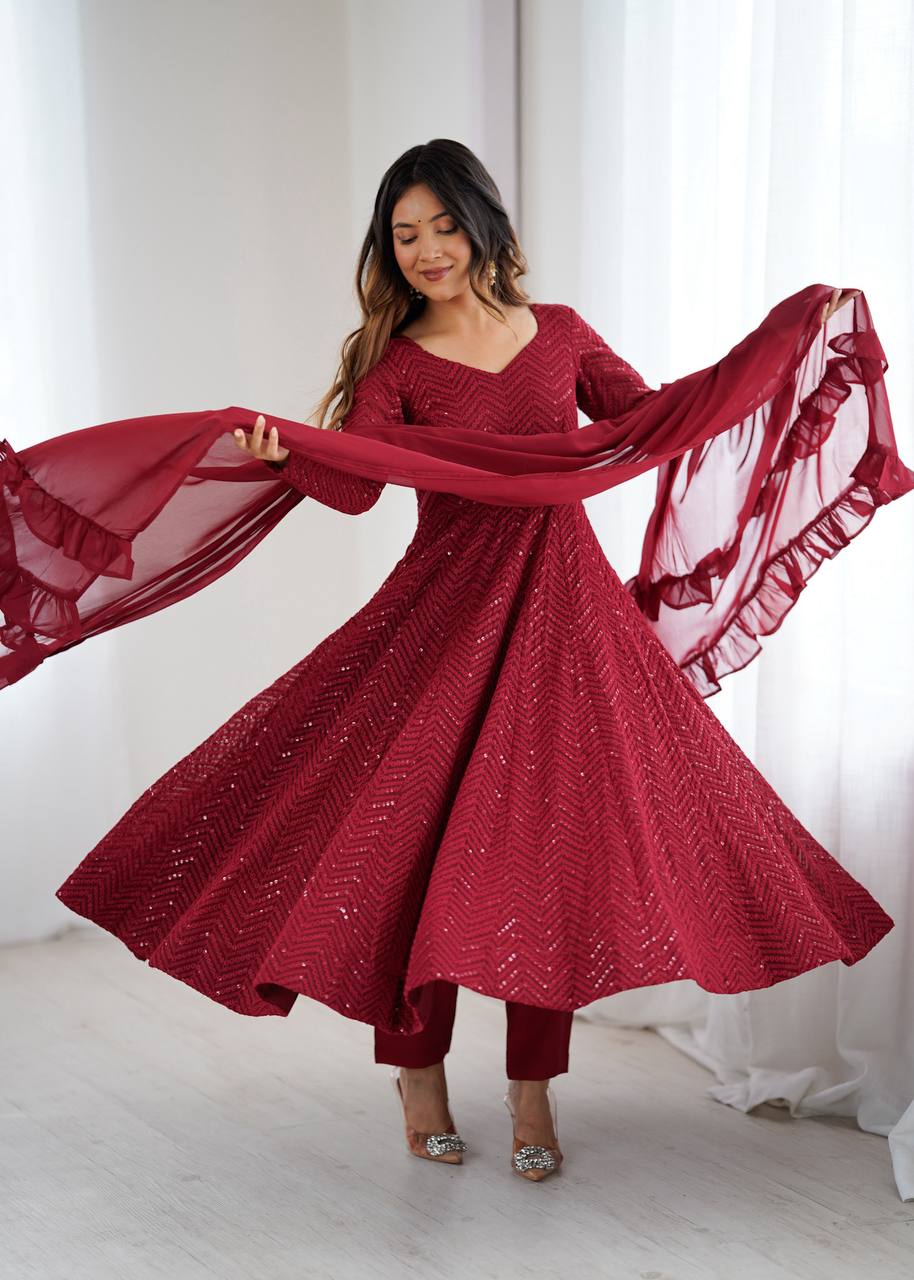 Classic Lukhnowi Georgette Anarkali