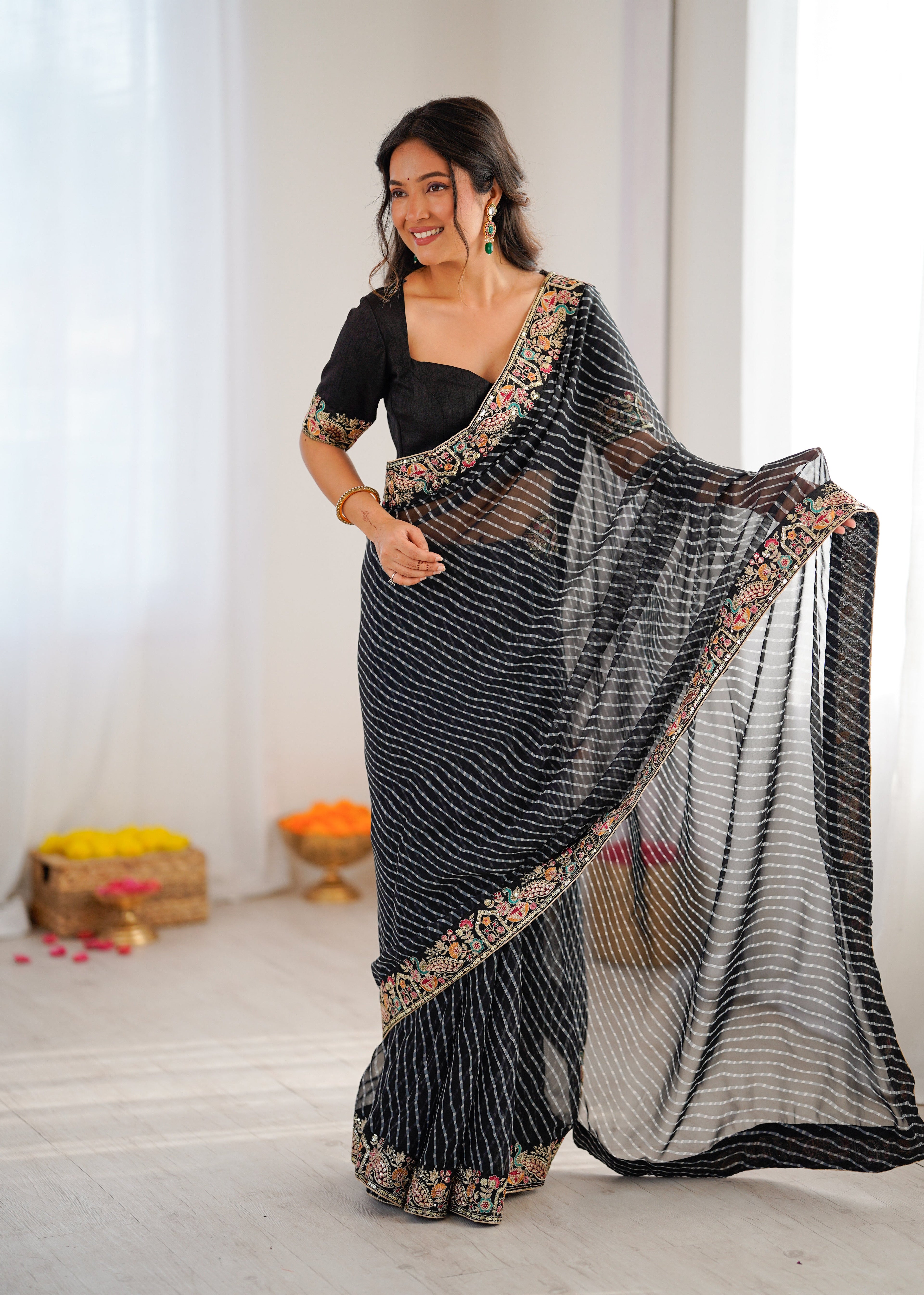 Midnight Badhani Embroidered Saree