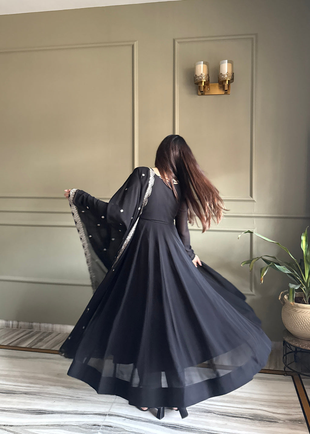 Midnight Noir Zari Work Anarkali