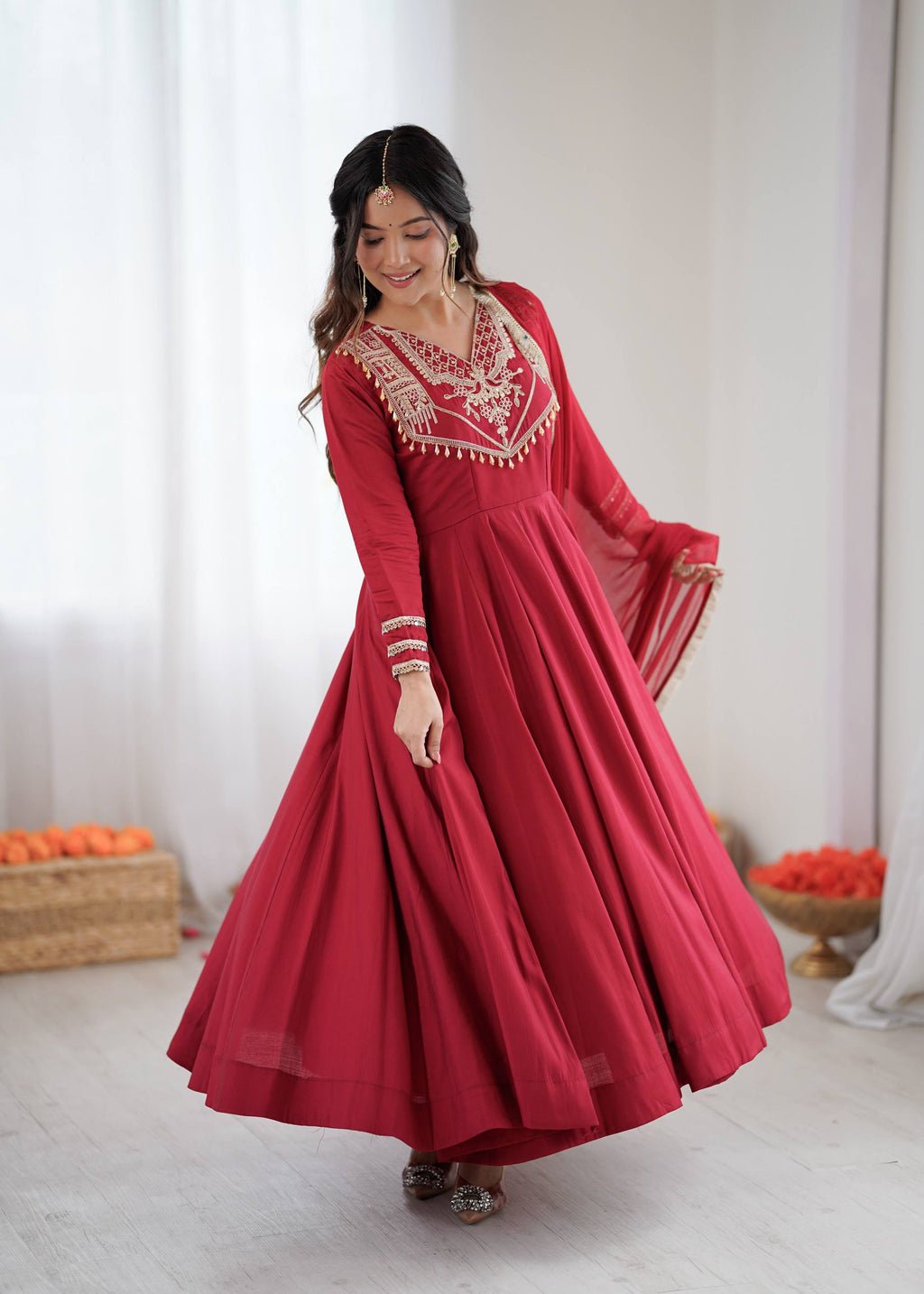 Roman Silk Designer Anarkali Set