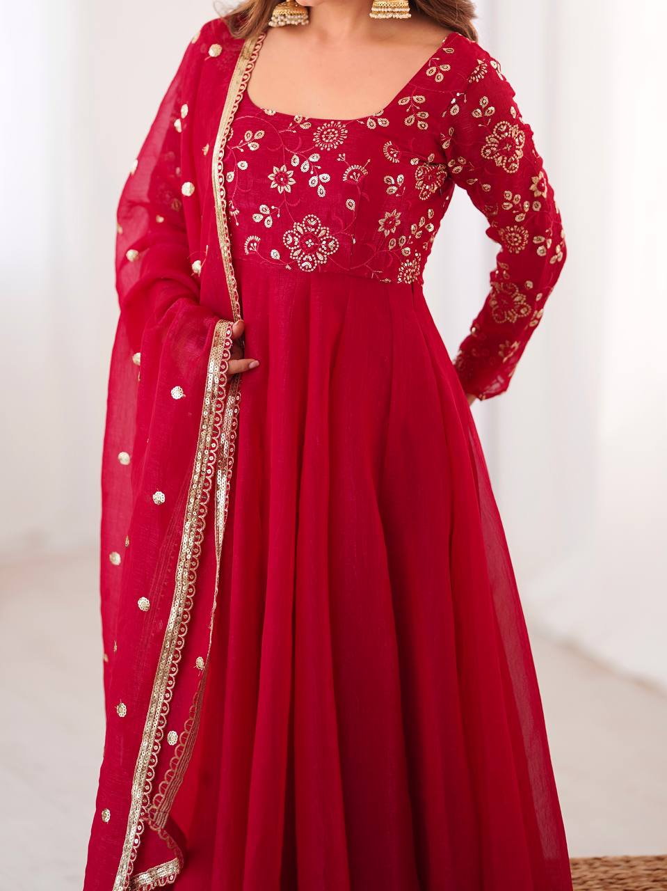 Ruby Radiance Flared Suit Set