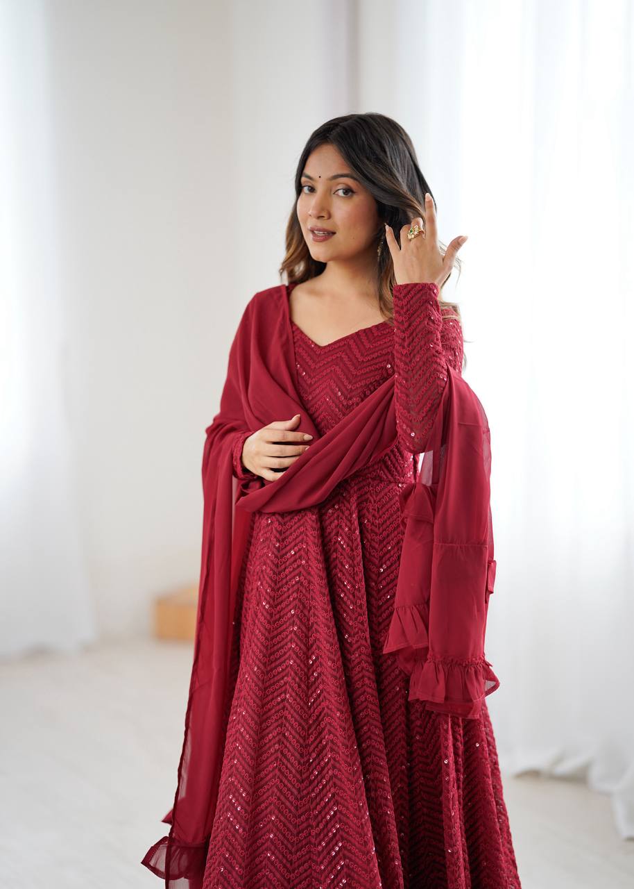 Classic Lukhnowi Georgette Anarkali