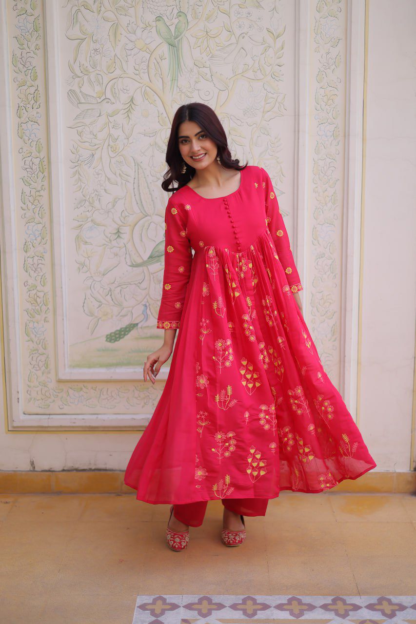 Blush Bloom Embroidered Suit Set