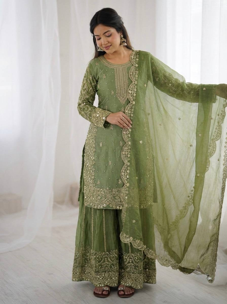 Graceful Sequins Work Ethnic Set