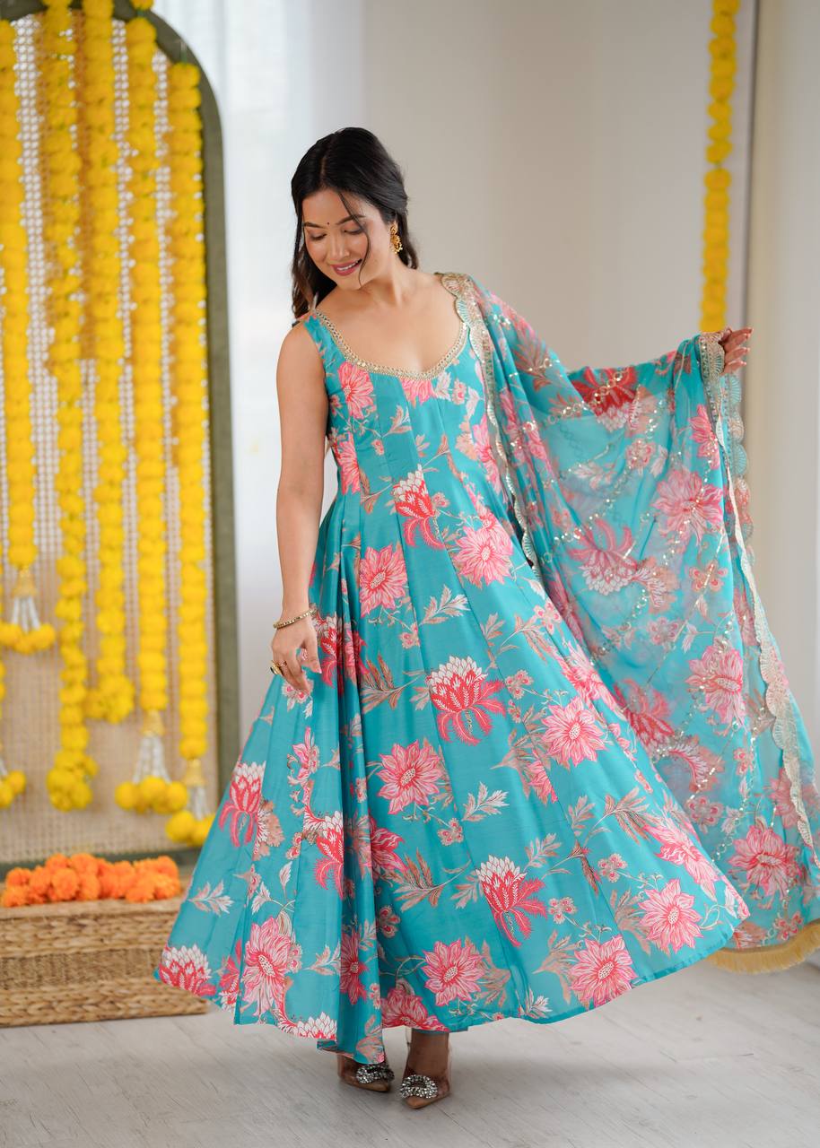 Soft Petals Floral Anarkali Set