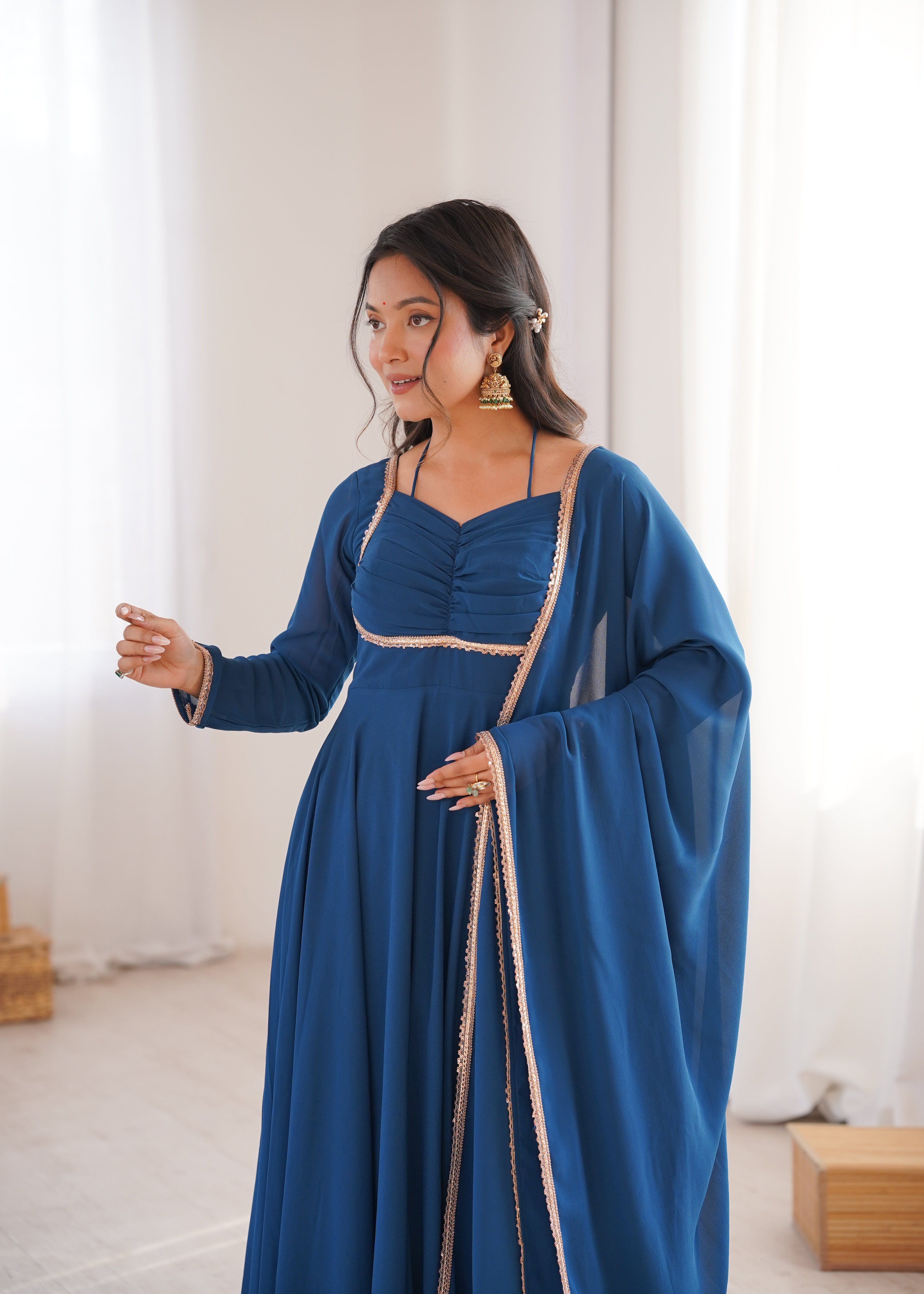 Graceful Festive Gown With Dupatta