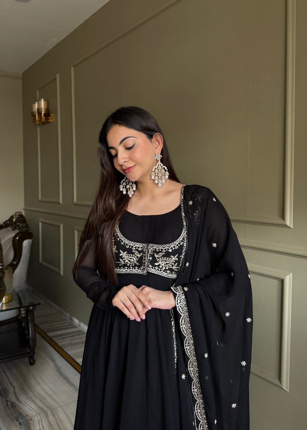 Midnight Noir Zari Work Anarkali