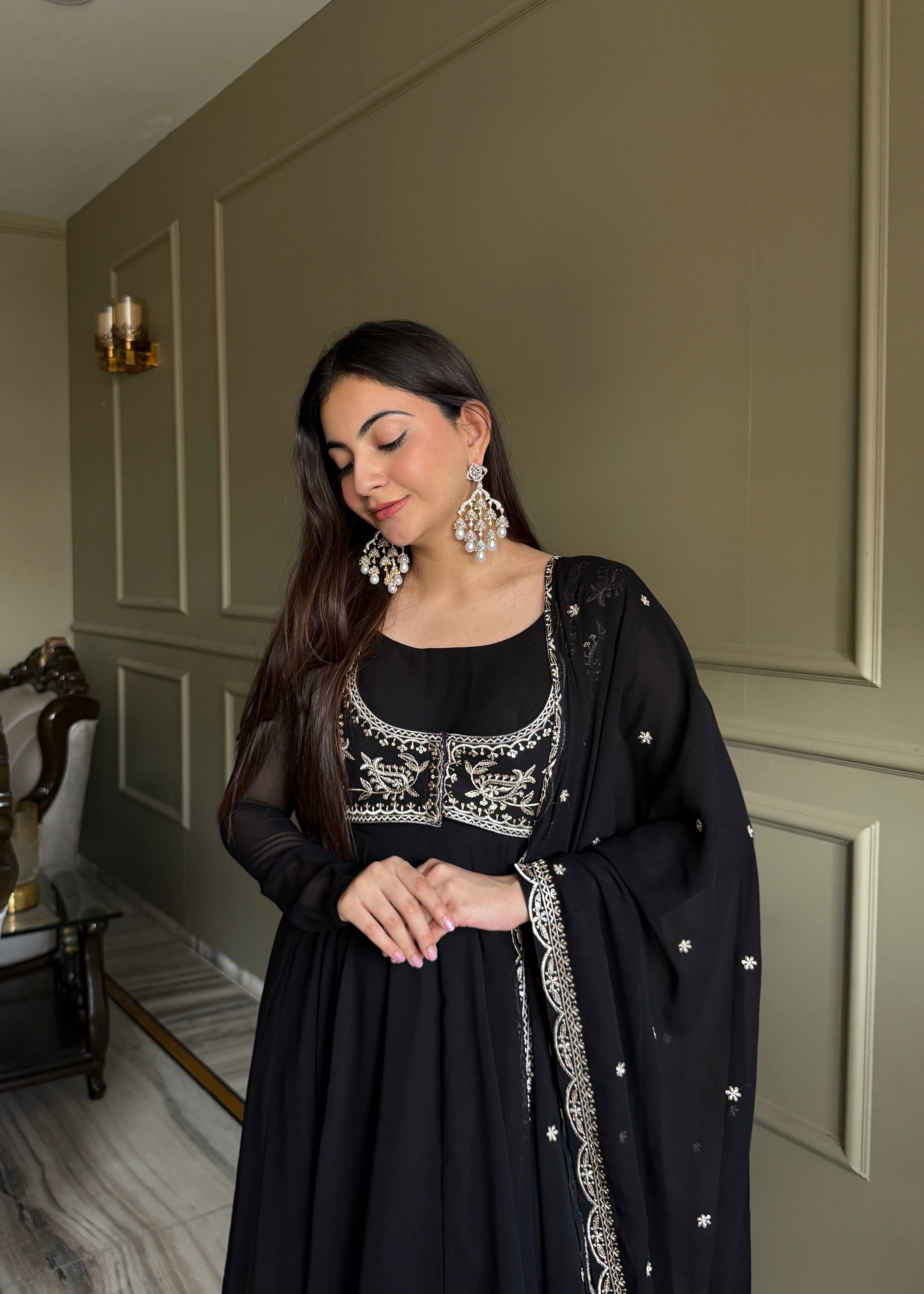 Midnight Noir Zari Work Anarkali