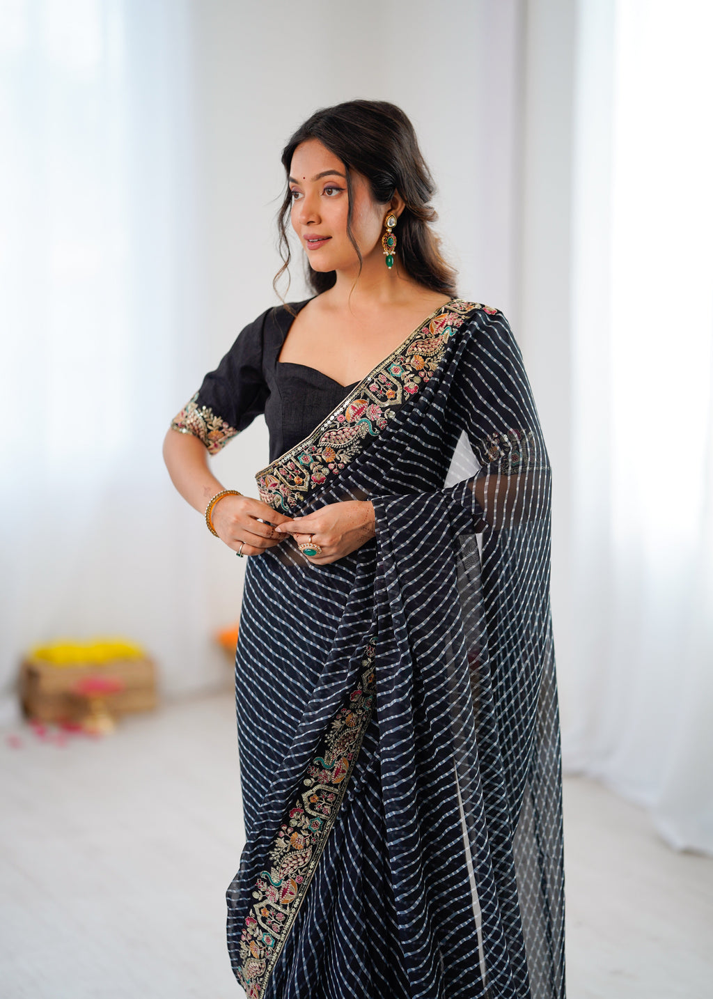 Midnight Badhani Embroidered Saree