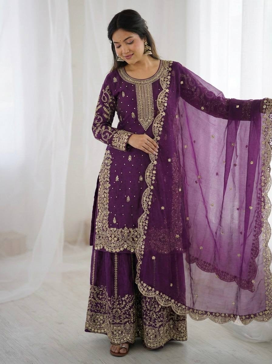 Graceful Sequins Work Ethnic Set