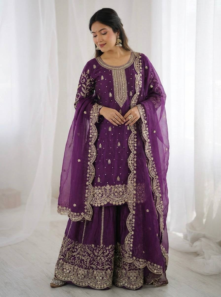 Graceful Sequins Work Ethnic Set