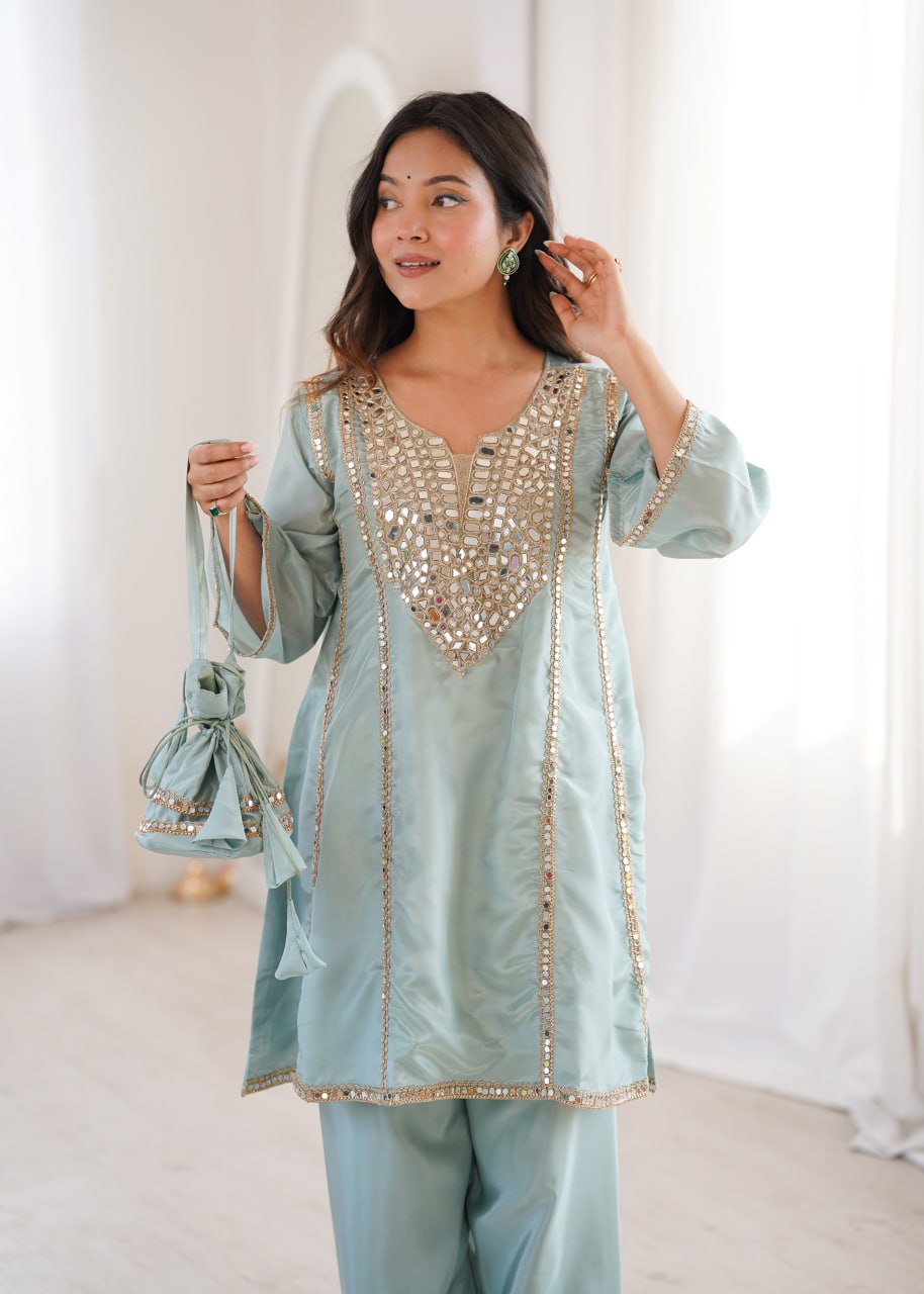 Soft Radiance Mirror Kurti Set
